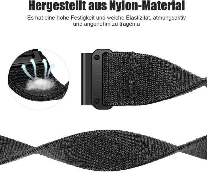 ANBEST 22mm Nylon Armband für Garmin Fenix 7/Fenix 6 Pro/Fenix 5 Armband, Schleife Klettband für Fen
