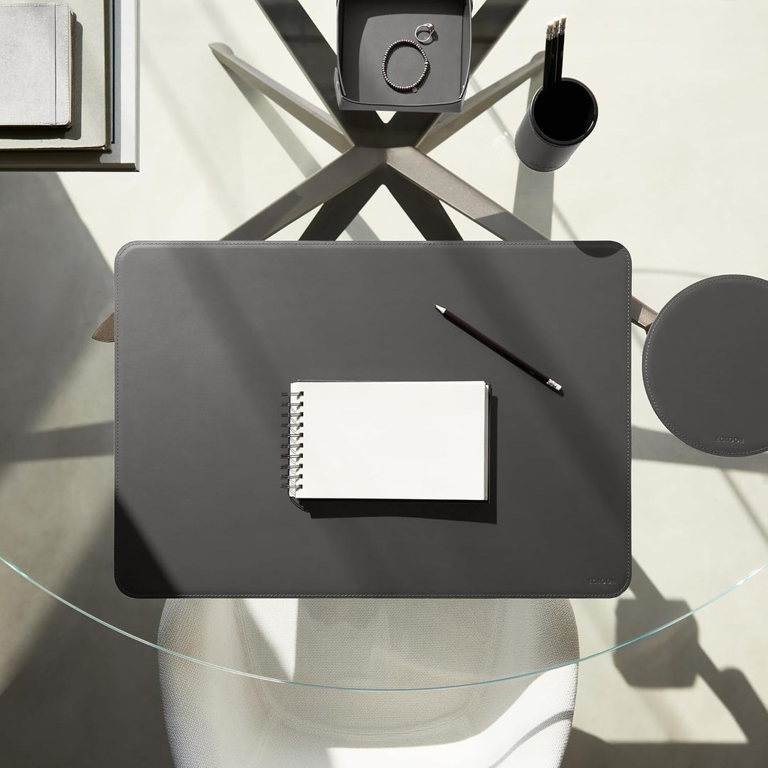 Eglooh - Perseo - Taschenleerer Leder Anthrazit Grau - Schreibtisch-Organizer mit modernem Design -