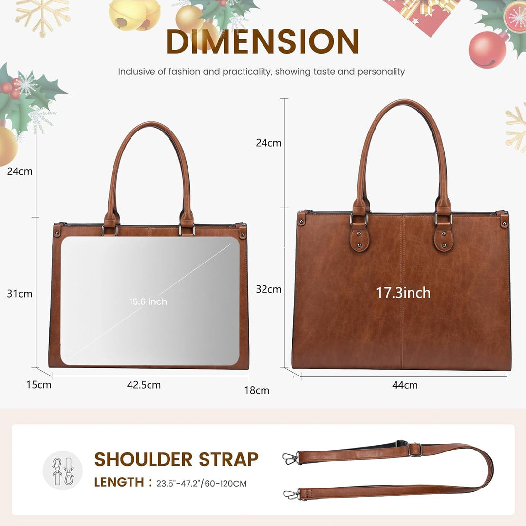 LOVEVOOK Laptoptasche Damen Handtasche Grosse 17.3 Zoll PU Leder Shopper Tasche Woman Shoulder Cross