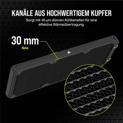 Corsair Hydro X Series XR5 420 mm NEO Radiator für Wasserkühlung – Kupferkanäle – Optimiert für Gerä