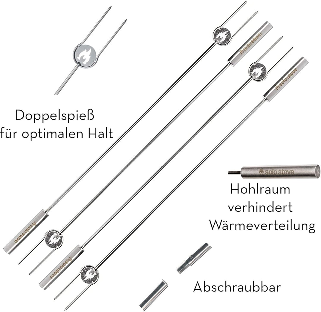 Solo Stove Grillspiesse für Feuerschale - Edelstahl-Feuerstellen-Zubehör - Outdoor-Kamin, Feuerstell