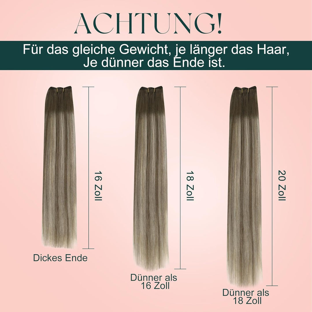Easyouth Tressen Echthaar Bundles Haartressen Echthaar 30 cm Weisse Blondine 70g Remy Human Hair Tre