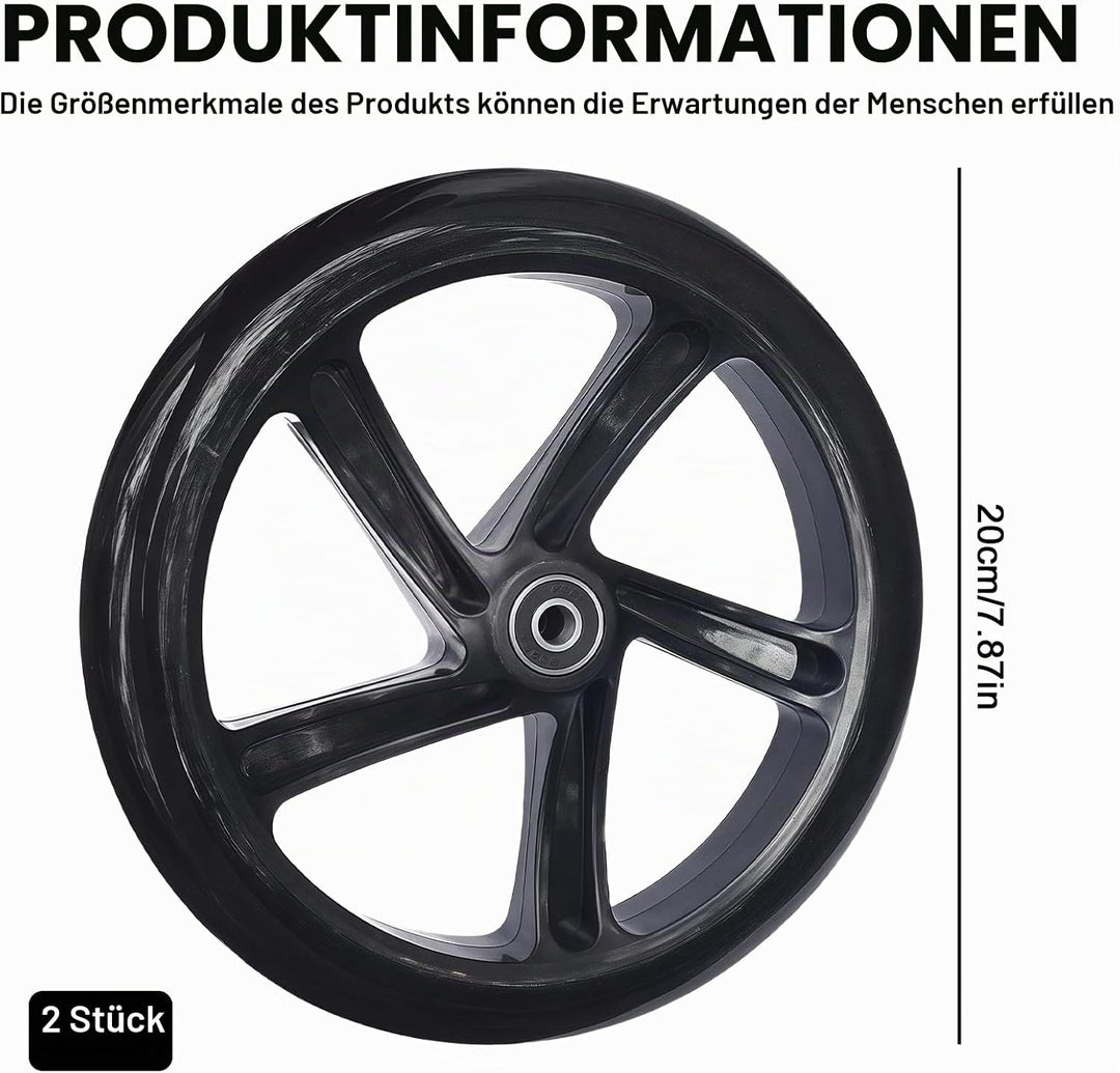 200mm Scooter Rollen: 2 Stück Scooter-Reifen Ersatzreifen ScooterRäder mit ABEC-9 Lager, City Scoote