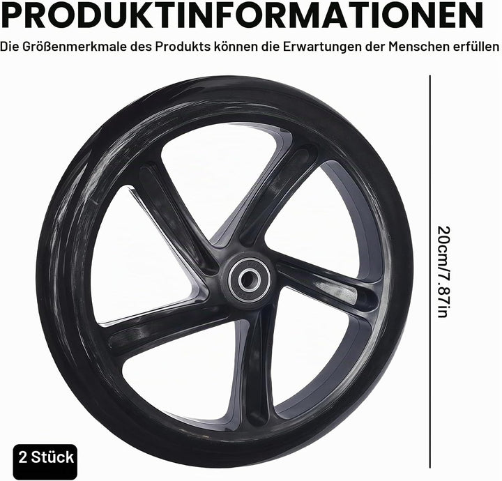 200mm Scooter Rollen: 2 Stück Scooter-Reifen Ersatzreifen ScooterRäder mit ABEC-9 Lager, City Scoote