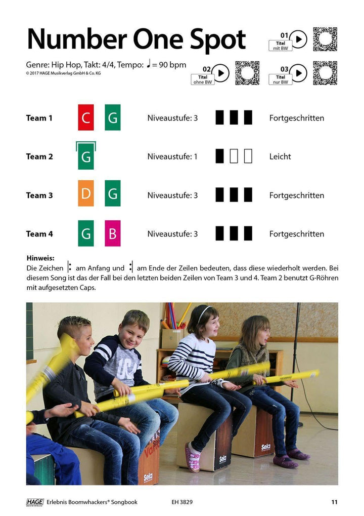 Erlebnis Boomwhackers® Songbook: 10 moderne Songs in verschiedenen Stilrichtungen. Ohne Vorkenntniss