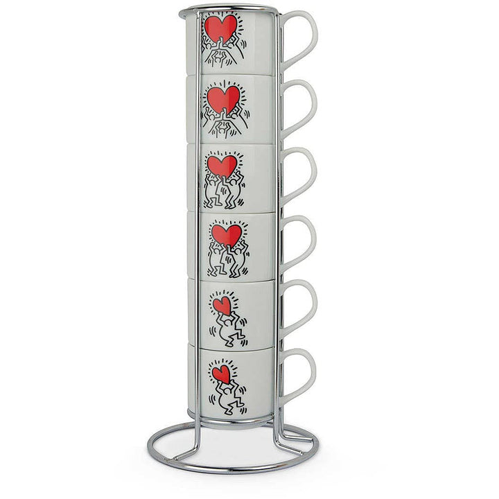 Egan Set 6 Kaffeetassen Stapelbar K. Haring, elfenbein, PKH02I/6X