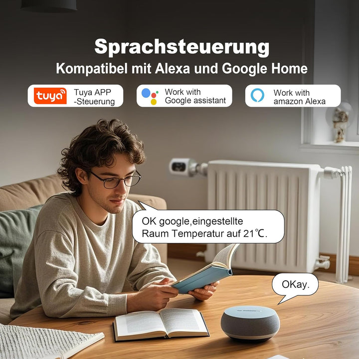 ECOBAY WiFi Heizkörperthermostat, kein Hub erforderlich, smartes TRV, kabelloses Heizungsthermostat,
