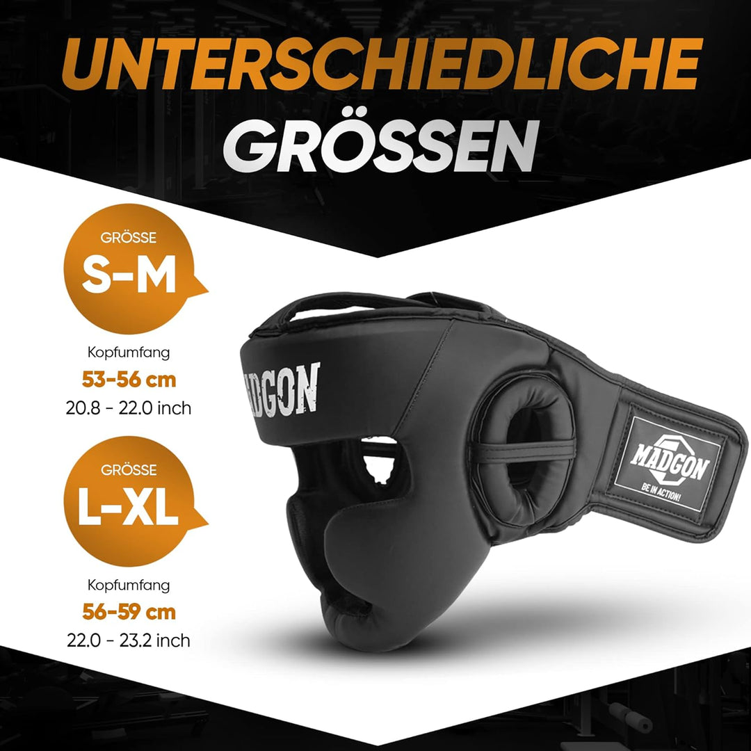 MADGON Premium Kopfschutz, Boxhelm mit Perfekter Sicht und maximalem Schutz, Gesichtsschutz für Kamp