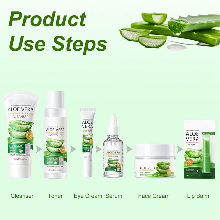 OKAQEE Damen-Hautpflege-Set 6 Stück Aloe Vera, 6 Stück Aloe Vera