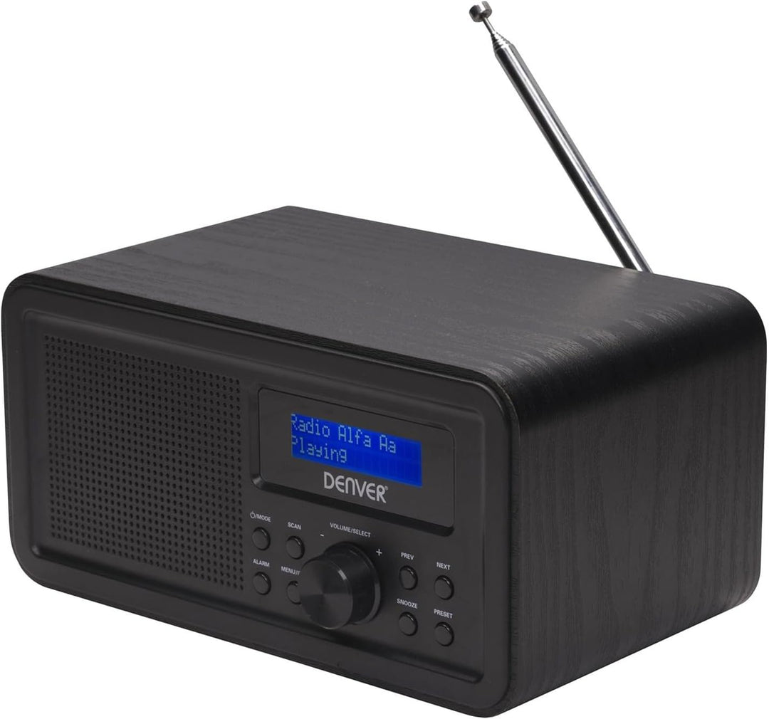 Denver DAB-30 DAB+ Radio mit FM Tuner und Weckerfunktion, Schwarz