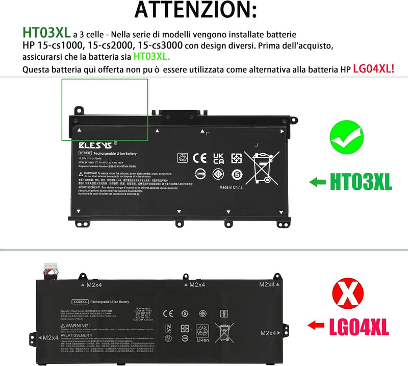 BLESYS Akku für HP Pavilion 15-cw1212ng 15-cw1213ng 15-cw1214ng 15-cw1101ng 14-ce3011ng 14-ce3040ng