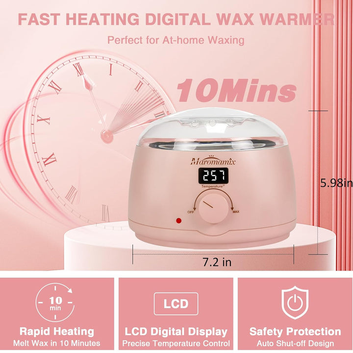 Waxing Kit - Digital Wax Warmer Machine for Hair Removal with 4 Packs of Hard Wax Beads &amp; Silicone P