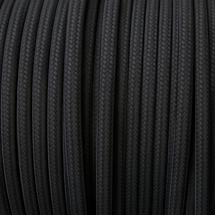 smartect Textilkabel Schwarz, 50 Meter Vintage Lampenkabel Stoff, 3-Adrig (3 x 0.75 mm²) Stromkabel