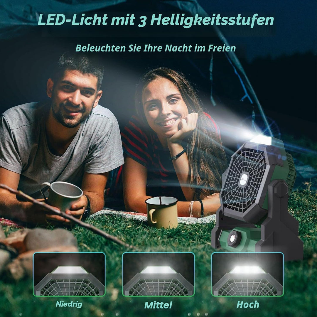 Batteriebetriebener Ventilator, 10400 mAh Campingventilator, wiederaufladbar, tragbarer Ventilator m