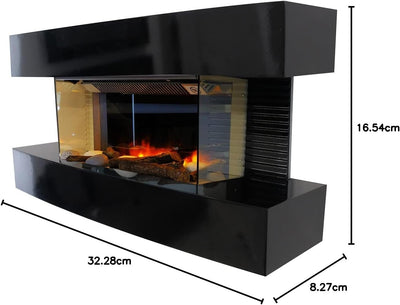 Chemin'Arte - Elektrischer Kamin zur Wandmontage, Design Lounge, mittelgross, Schwarz