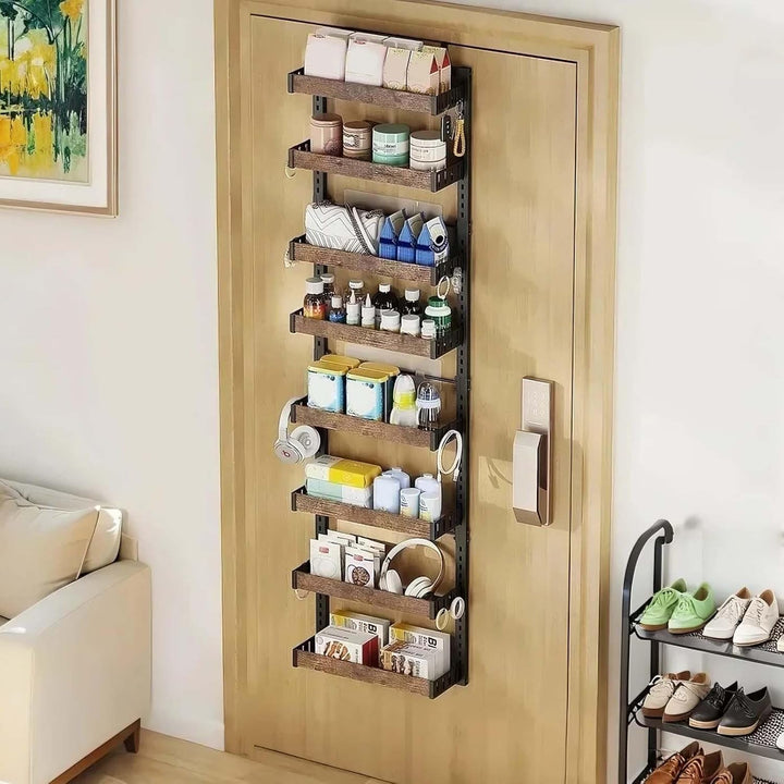 Tür Gewürzregal Über Der Tür Hängeregal, Türregal Zum Einhängen Mit 8 Einstellbar Korb 2 Haken, Dusc