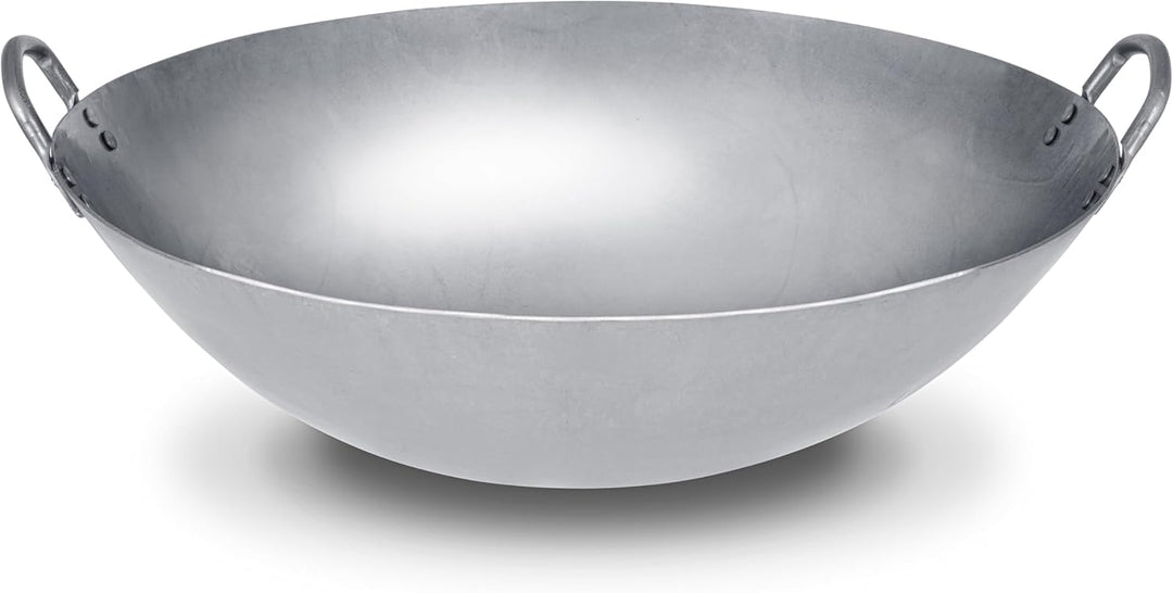 Craft Wok Grosser 18-Zoll (46 cm) Schwerer Kanton-Stil Handgehämmerter Karbonstahl-Wok (Runder Boden