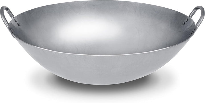 Craft Wok Grosser 18-Zoll (46 cm) Schwerer Kanton-Stil Handgehämmerter Karbonstahl-Wok (Runder Boden