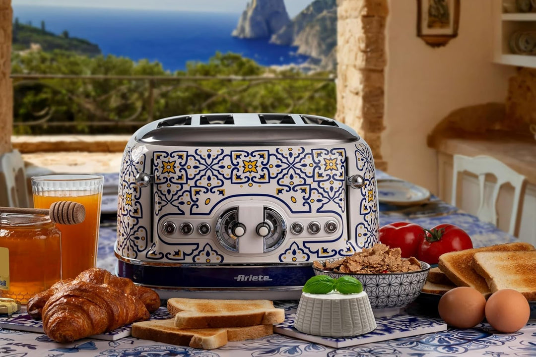 Ariete 156 Capri-Toaster, 1630 W, 4 Scheiben, 6 Bräunungsstufen, Krümelschublade, Defrost-Funktion,