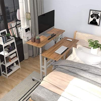 sogesfurniture höhenverstellbar Computertisch Laptoptisch mit Rollen, Mobiler Schreibtisch PC Tisch