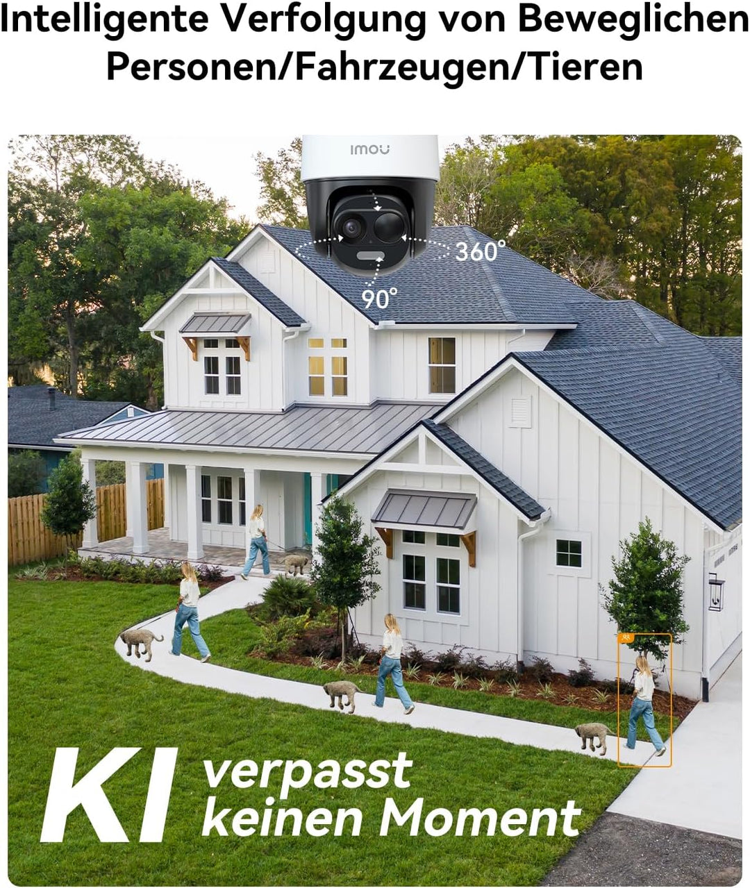 Imou 2K Solar Überwachungskamera Aussen Akku mit AI Personen-/Fahrzeugerkennung, 360° PTZ WLAN IP Ka