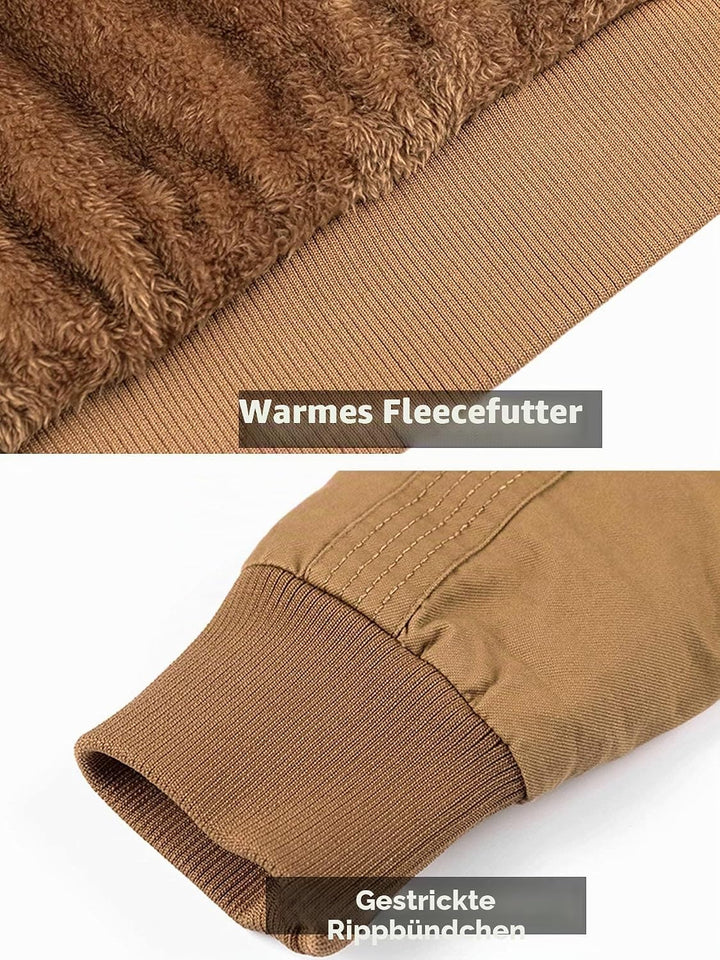 MAGCOMSEN Winterjacke Herren Warm Gefüttert Fleecejacke Cargo Casual Übergangsjacke Baumwolle Army J
