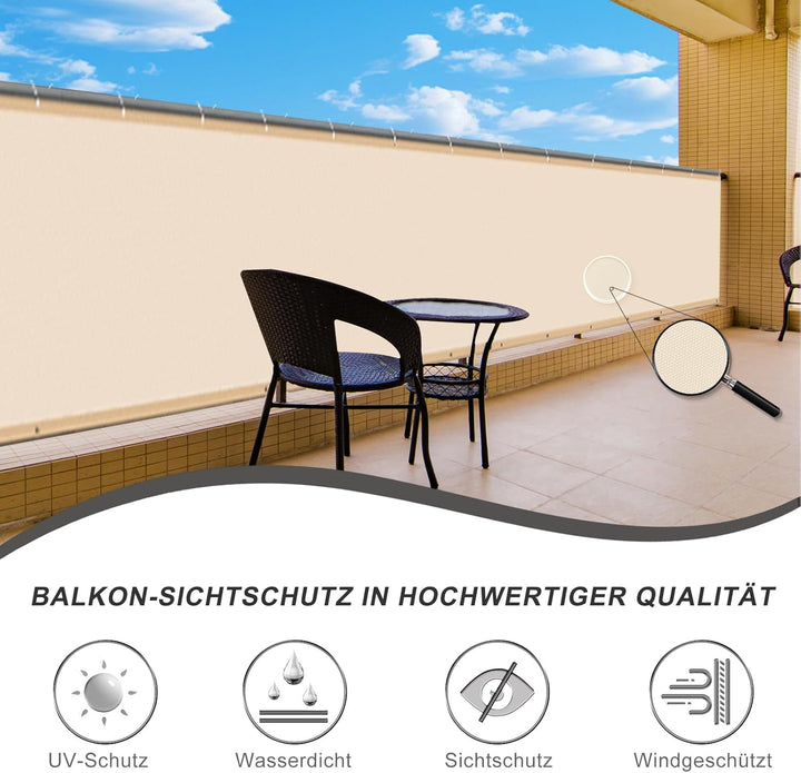 LOVE STORY Balkon Sichtschutz Wetterfest 70x800cm PES Balkonabdeckung, Windschutz und UV-Schutz mit