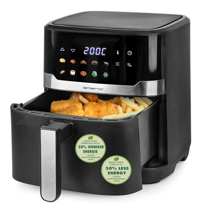 EMERIO digitale XXL Heissluftfritteuse mit 6,5L | neuartiges FARB-DISPLAY | AirFryer | Frittieren oh