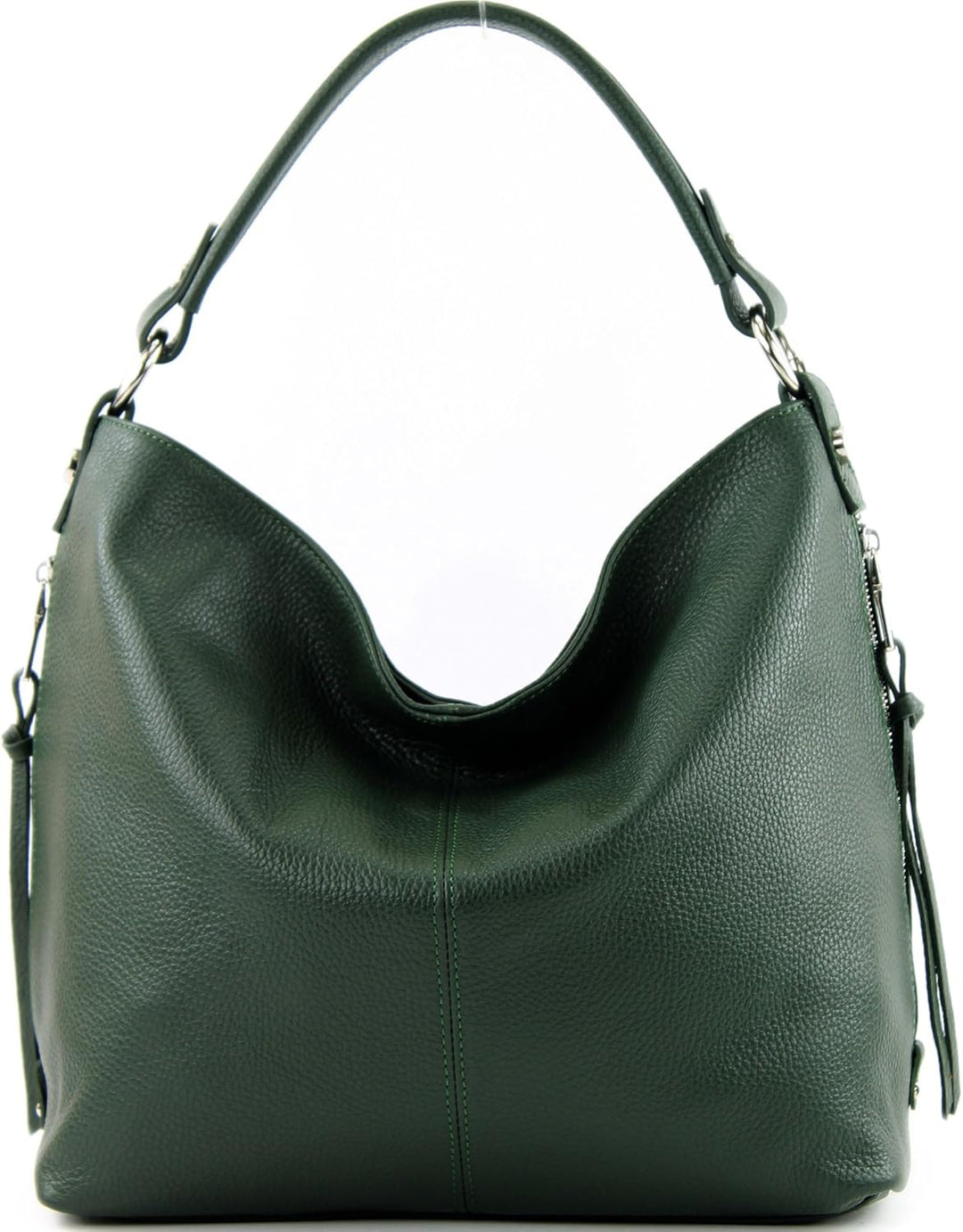 modamoda de Damen Schultertasche, Leder T160 T160 Flaschengrün, T160 Flaschengrün