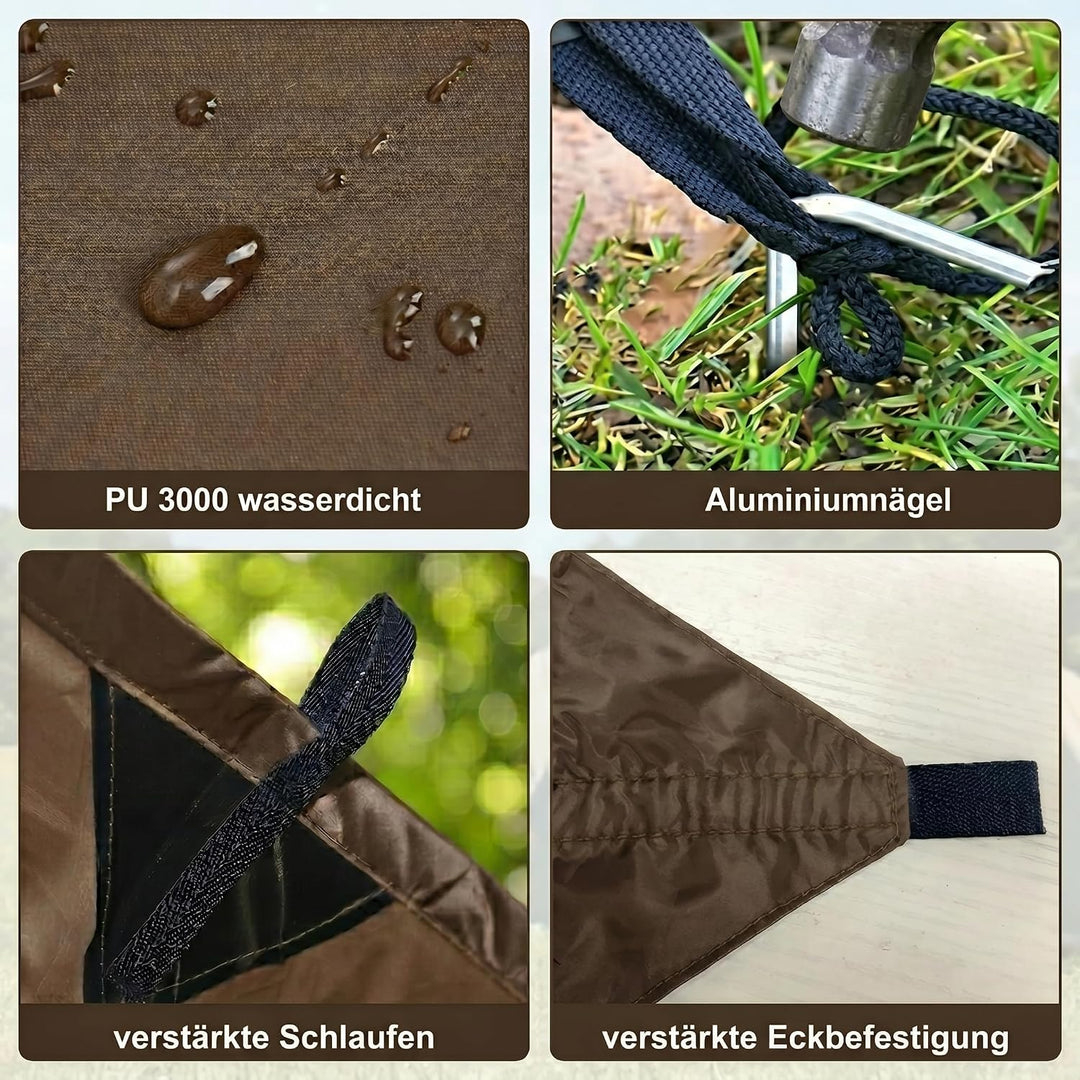 Zeltplane Tarp für Hängematte Regenschutz Sonnensegel für Ourdoor Camping Wasserdicht Anti-UV Brau 3