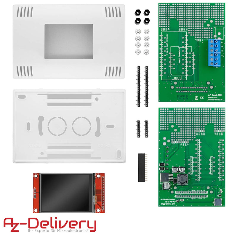 AZDelivery AZ-Touch MOD Smart Home Wandgehäuseset mit 2,4 Zoll TFT LCD Touchscreen, SPI-Touch-Contro