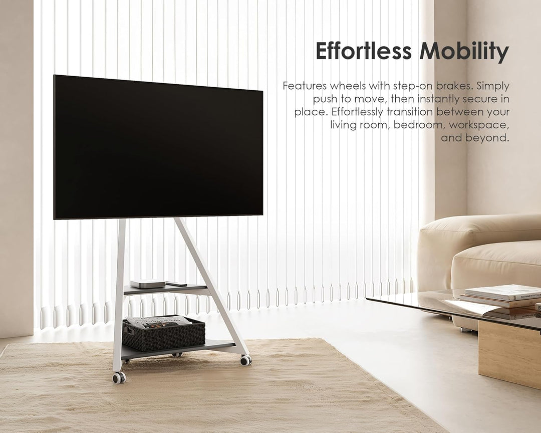 FITUEYES Design TV Ständer Rollbar, Mobiler TV Stand mit Rollen für 32 40 43 55 65 Zoll Flach & Curv