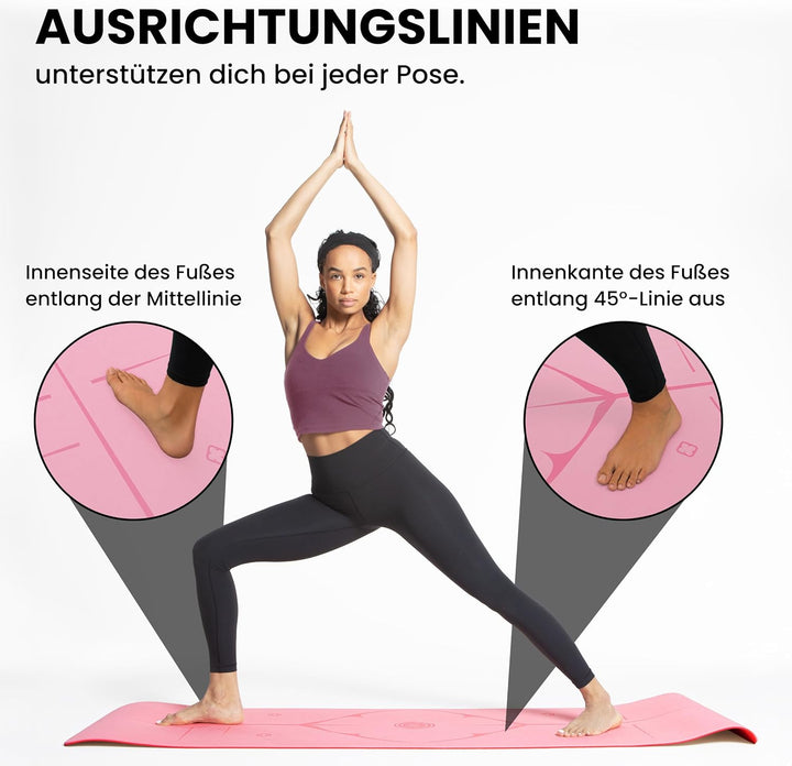 Yoga Matte – Rutschfeste Sportmatte in Deutschland entwickelt – 2 Komfort-Dicken – Formstabile Yogam