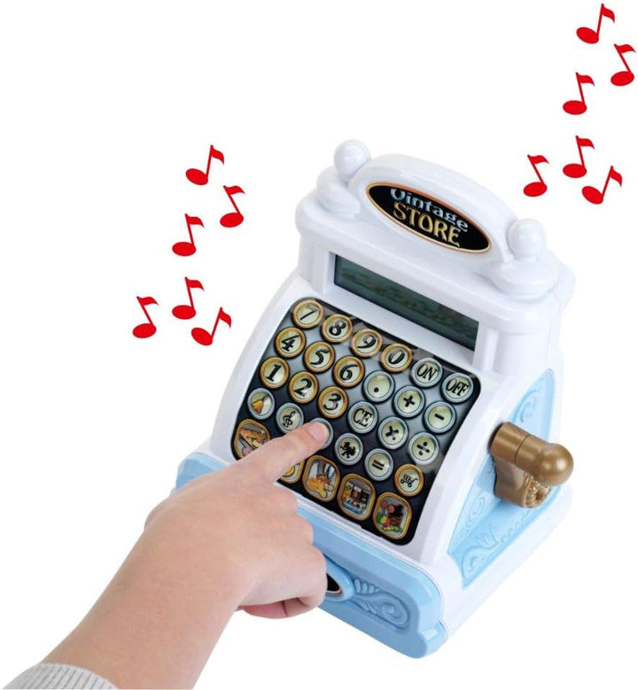 Klein Theo 9309 Vintage Kasse | Nostalgische Registrierkasse mit charmanten Soundmodulen | Taschenre