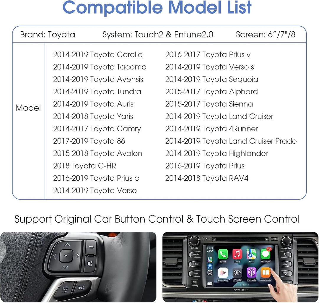 EZoneTronics Wireless Carplay Android Auto Adapter für Toyota Camry/Auris/CHR/Avensis/RAV4/Prius/Hig
