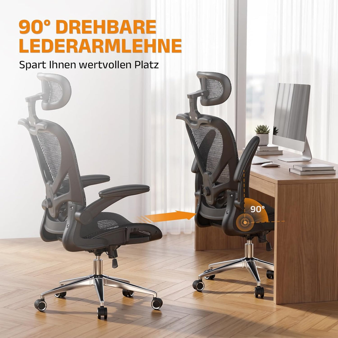 naspaluro Bürostuhl Ergonomisch Schwarz, Individuell Verstellbarer Gaming Stuhl Drehstuhl Ergonomisc