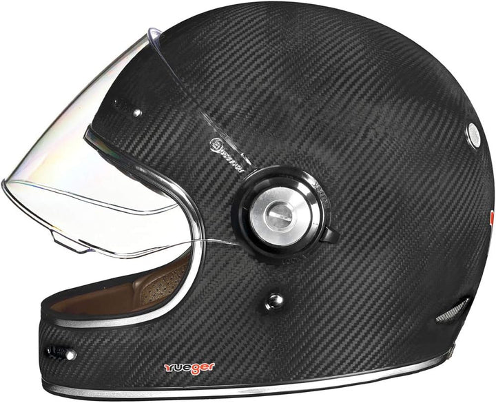 rueger-helmets Carbon Jethelm Integralhelm Motorradhelm Chopper Café Racer Sonnenvisier Bobber, RT-8