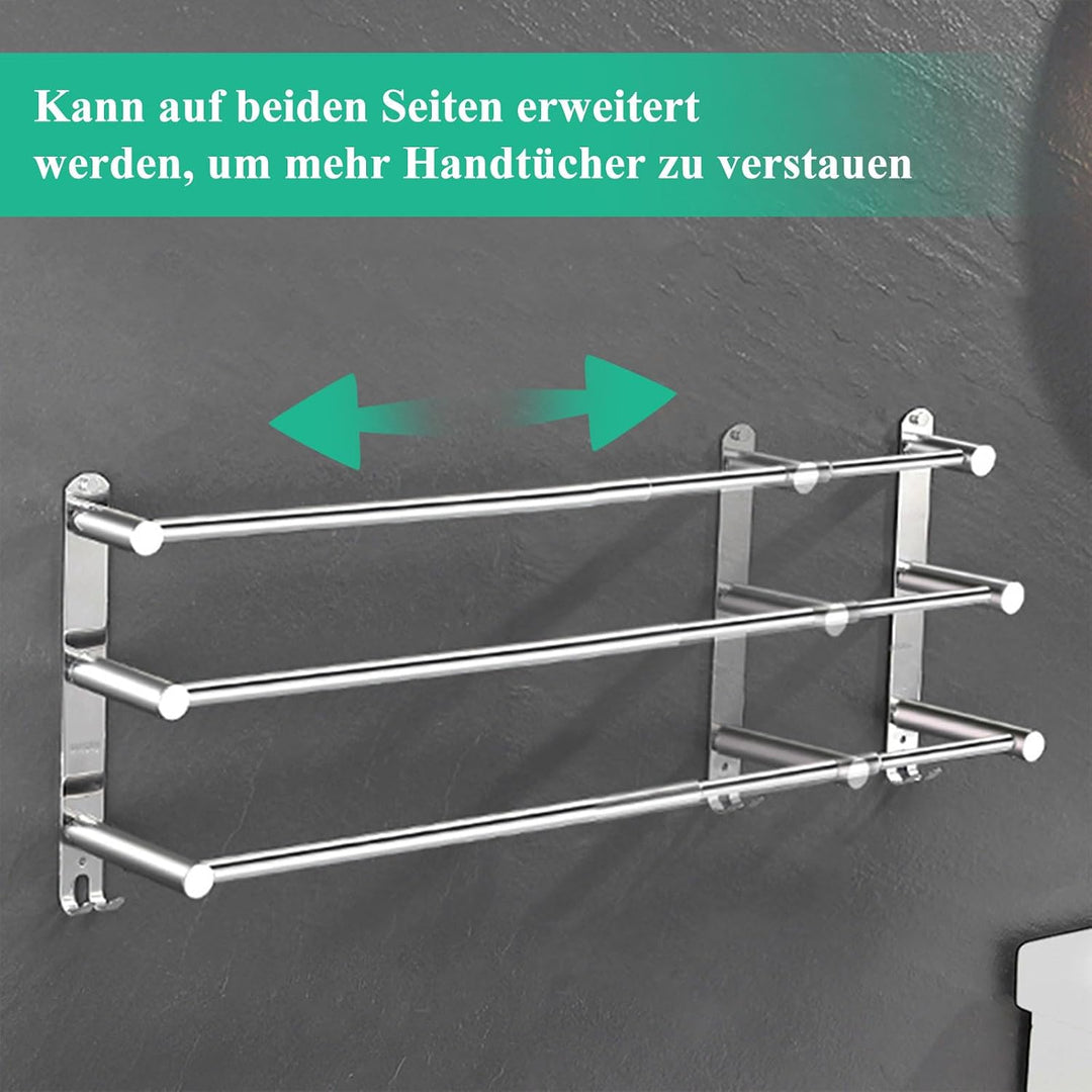 Raheem 43–75cm Handtuchhalter Ohne Bohren Ausziehbar 3-Schicht Edelstahl Handtuchstange Selbstkleben