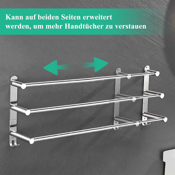 Raheem 43–75cm Handtuchhalter Ohne Bohren Ausziehbar 3-Schicht Edelstahl Handtuchstange Selbstkleben