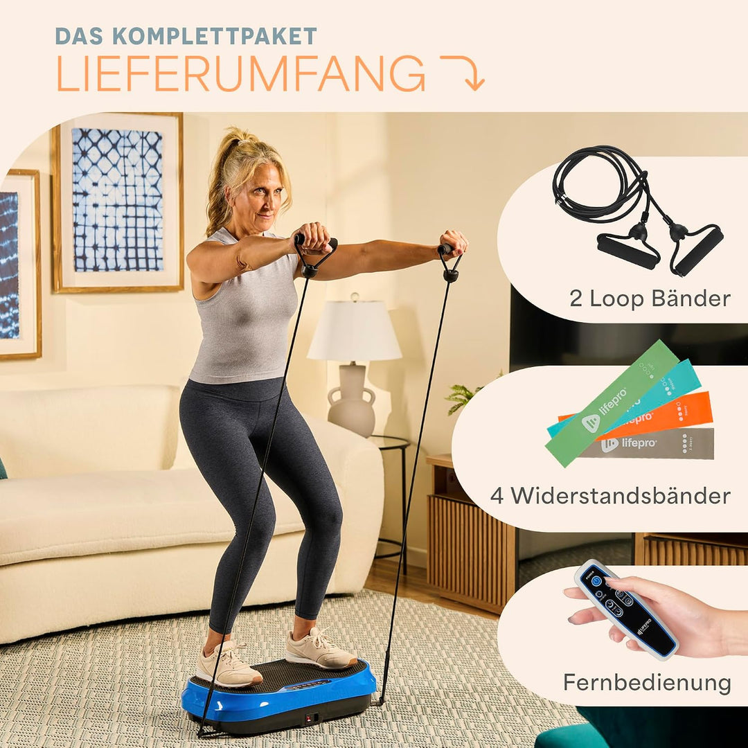 Lifepro Waver Mini Vibration Plate Exercise Machine with Remote & Bands - Compact Whole Body Vibrati