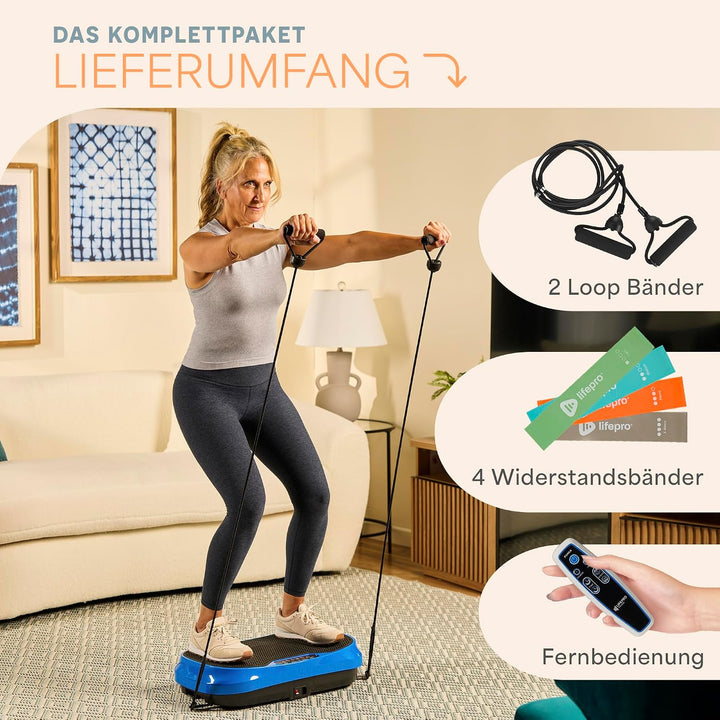 Lifepro Waver Mini Vibration Plate Exercise Machine with Remote & Bands - Compact Whole Body Vibrati