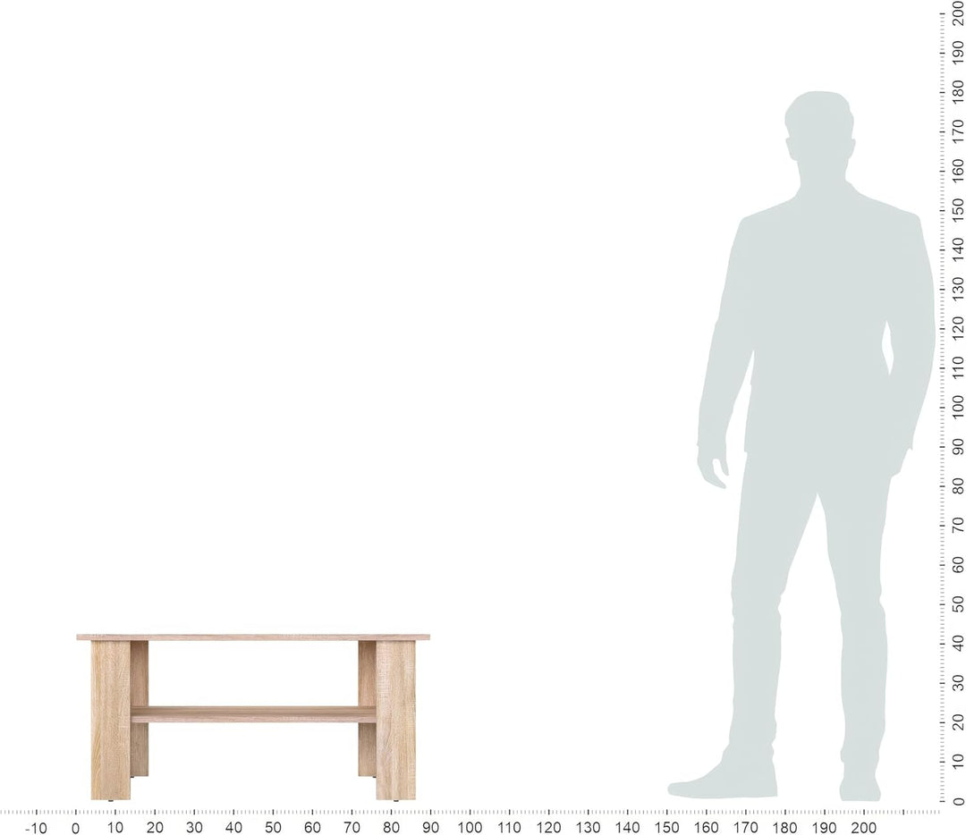 KOMTO Couchtisch Sonoma Eiche Vienna - Wohnzimmertisch Modern Couchtisch Holz 90 x 50 x 43 cm Tisch