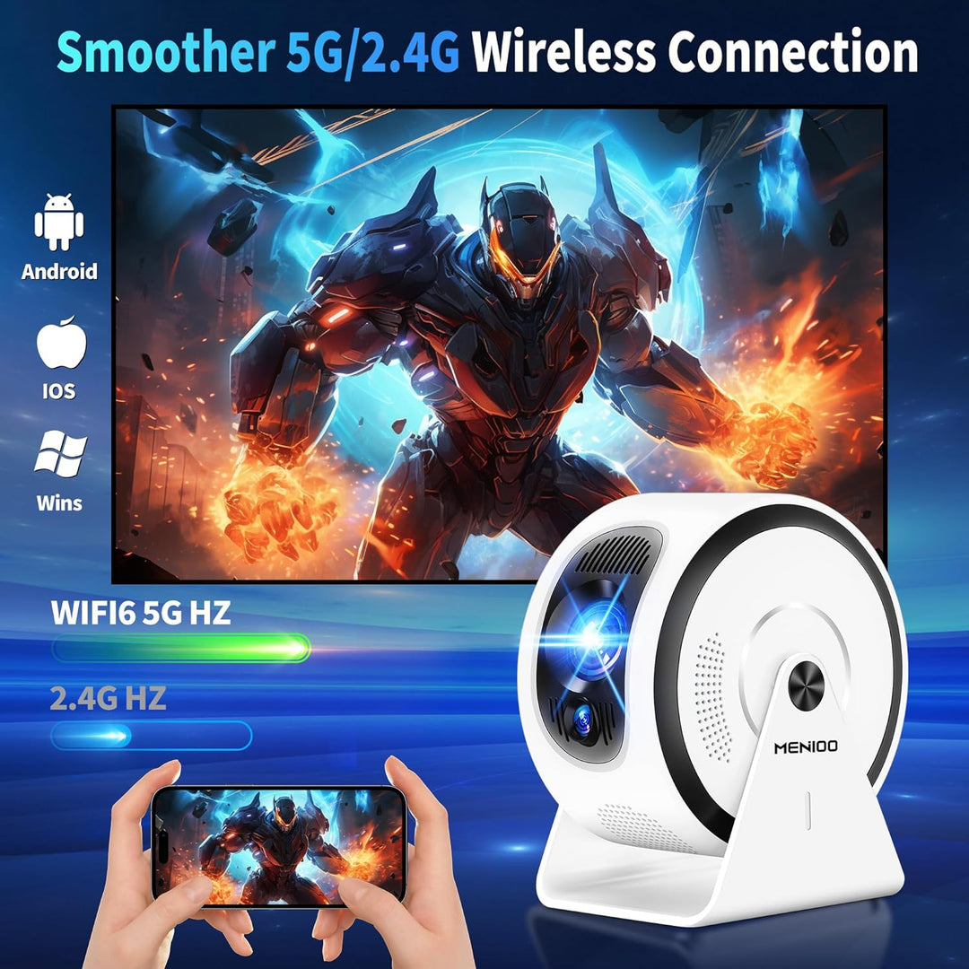 [Integrierte App] Mini Beamer Unterstützt 4K 1080P 2026, Projektor Auto Fokus und Trapezkorrektur, 3