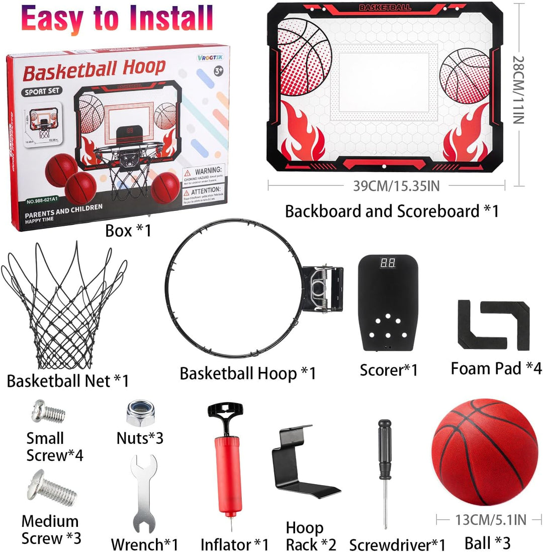 Indoor-Basketballkorb für Kinder, Halterung über der Tür, Anzeigetafel - Geschenke für 4-12 jährige