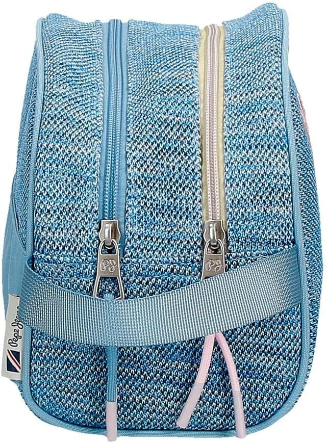 Pepe Jeans Lena Kulturbeutel Zwei Fächer Anpassbar Blau 26x16x12 cm Polyester Doppelter Koffer, Dopp