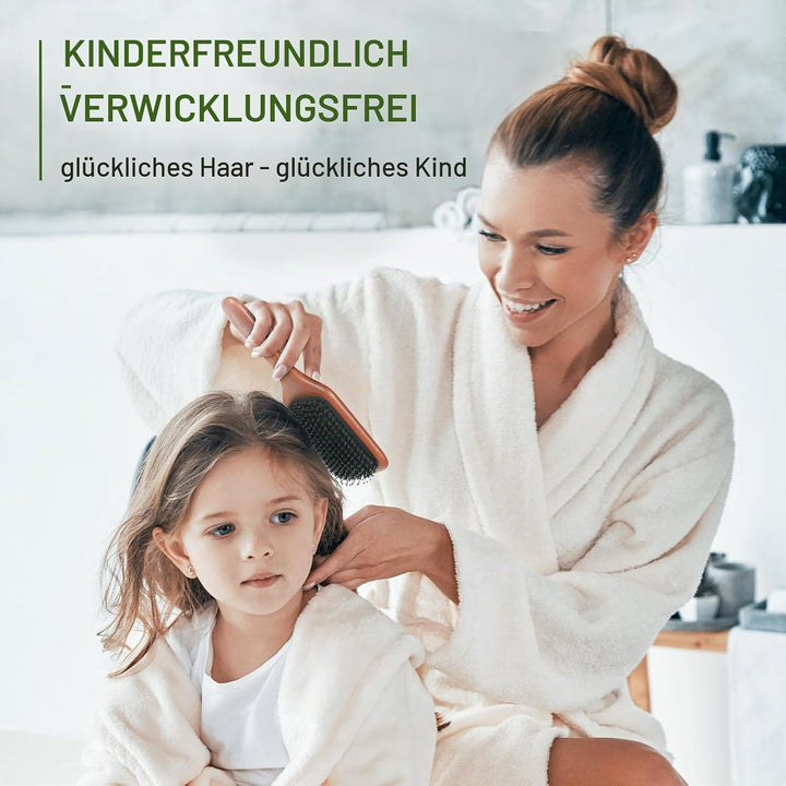 BESTOOL Haarbürste, Wildschweinborsten Bürste mit Nylonstiften für Damen Herren Kinder, Grosse Paddl