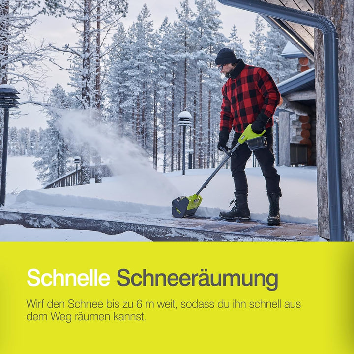RYOBI 18 V ONE+ Akku‐Schneefräse RY18ST25A‐0, Räumbreite 25 cm, ohne Akku und Ladegerät 25 cm Arbeit
