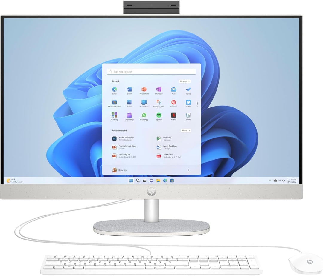 HP All-in-One Desktop-PC | 27" FHD Display | AMD Ryzen 3 7320U | 8 GB DDR5 RAM | 512 GB SSD | AMD Ra