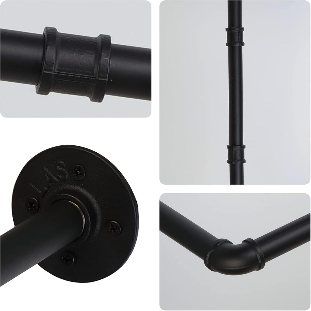 Kleiderstange Wandmontage 70cm, Wand Industrierohr Garderobenstange Metall für Kleiderbügel, Schwarz