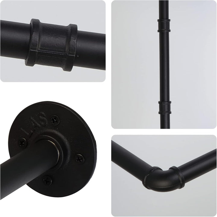 Kleiderstange Wandmontage 70cm, Wand Industrierohr Garderobenstange Metall für Kleiderbügel, Schwarz